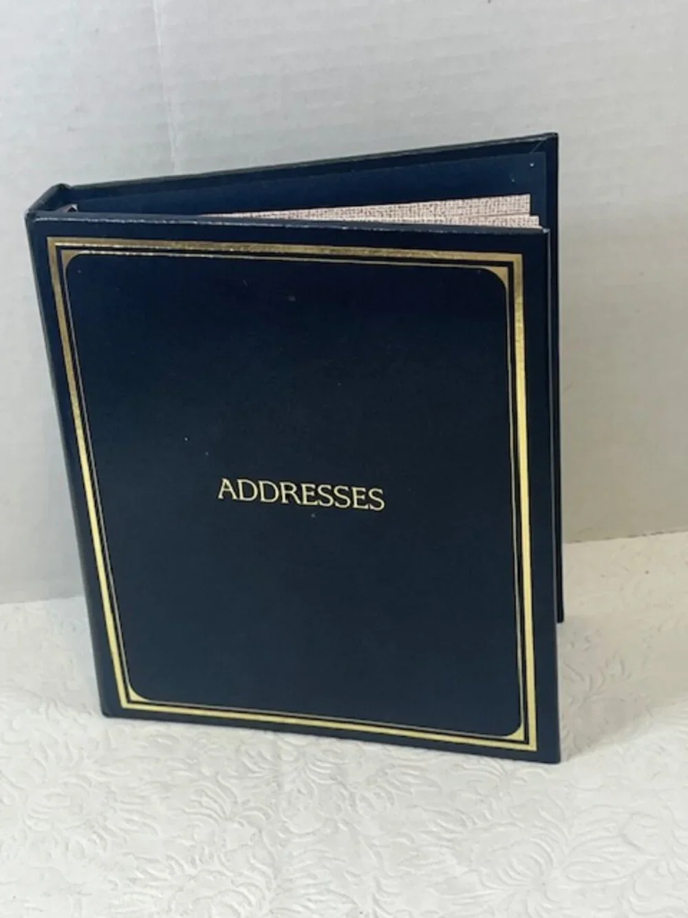 VTG 1996 C.R. Gibson Co. Telephone Address Blue Leather 6-Ring Book Gold Trim 7